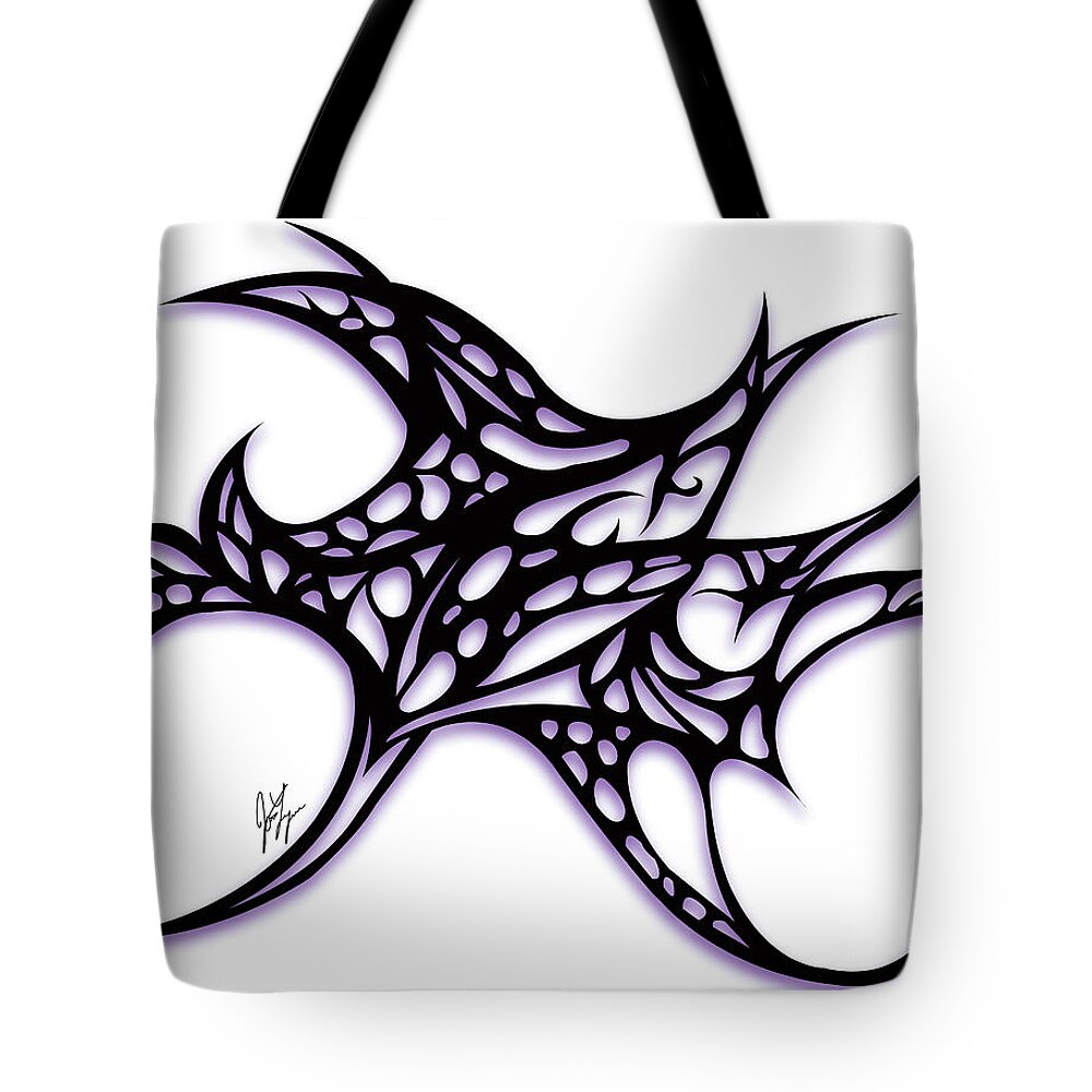 Jamie Lynn Gabrich Tote Bag featuring the digital art Bushal a Thorns Purple by JamieLynn Warber