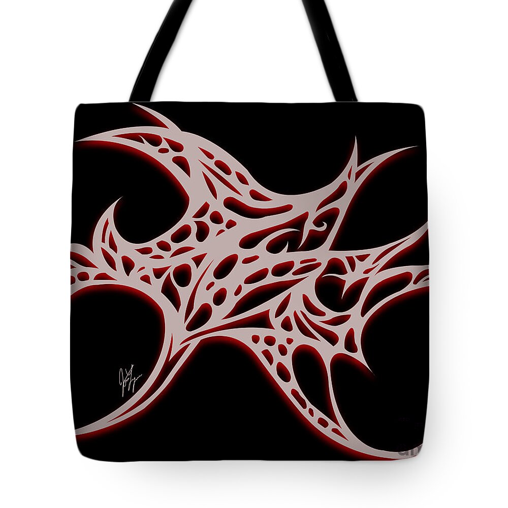  Tote Bag featuring the digital art Bushal of Thorns- Blue Shadow by JamieLynn Warber