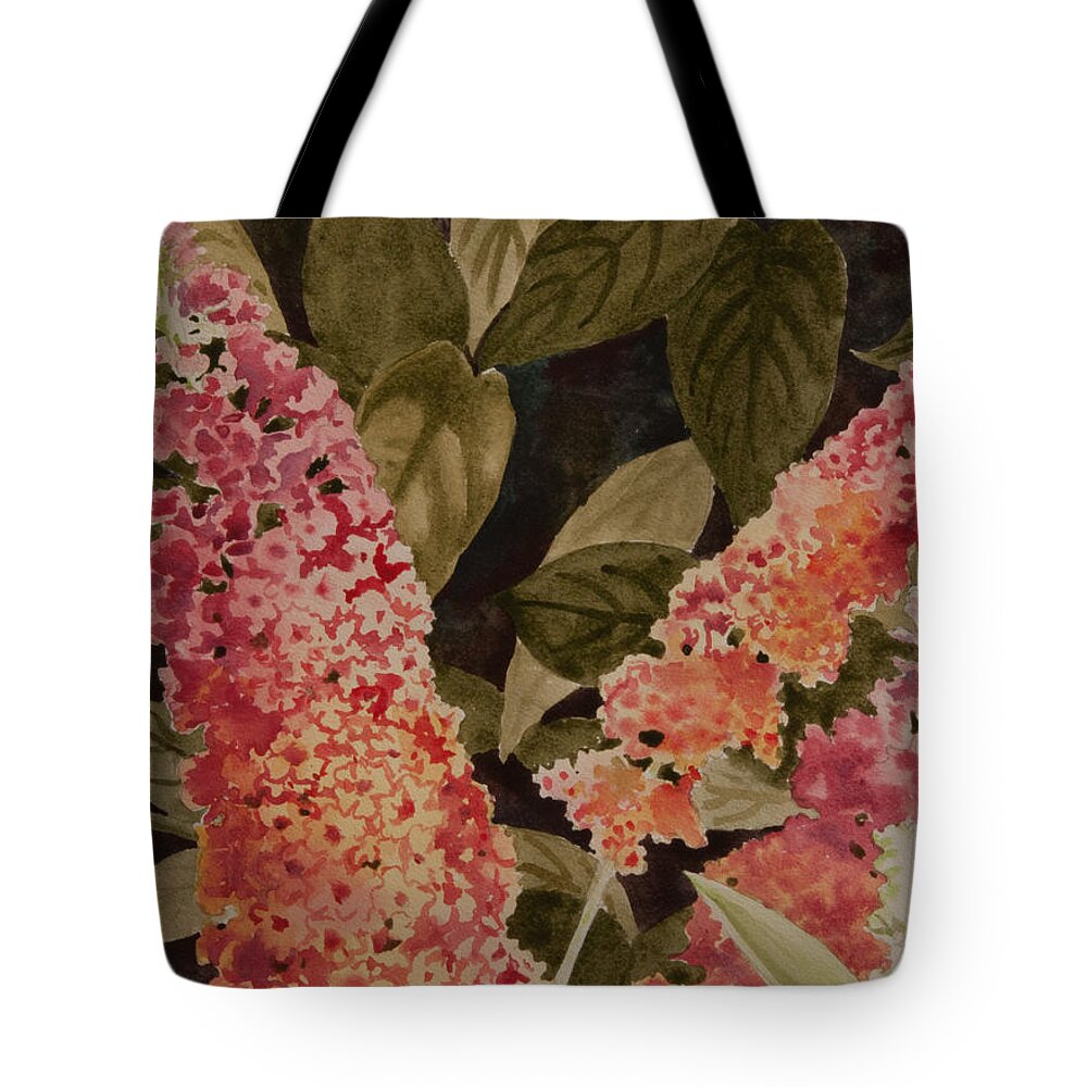 Floral Tote Bag featuring the painting ButterflBush by Heidi E Nelson