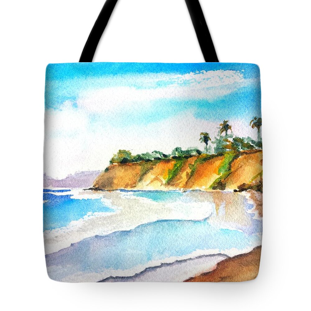 Butterfly Beach Tote Bag featuring the painting Butterfly Beach Santa Barbara by Carlin Blahnik CarlinArtWatercolor