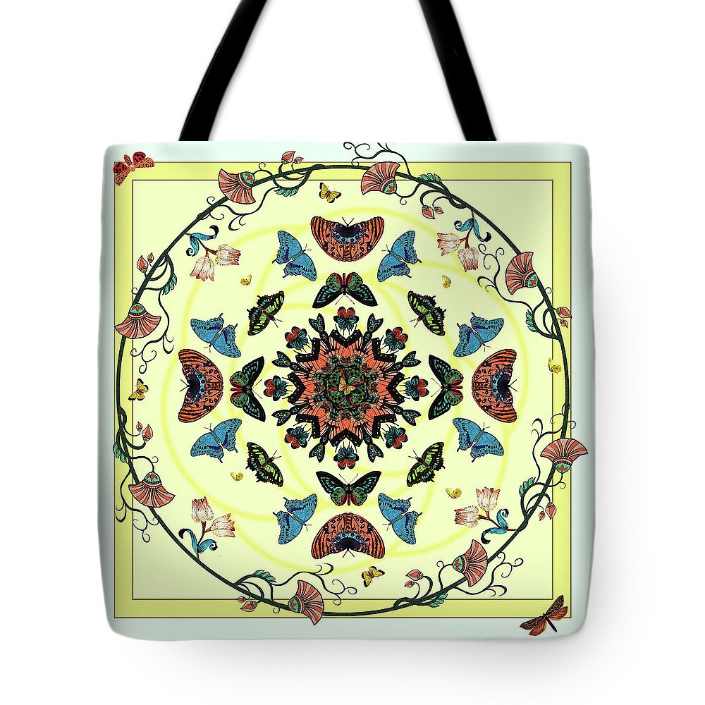 Butterflies Tote Bag featuring the digital art Butterfly Garden Abstract by Deborah Smith
