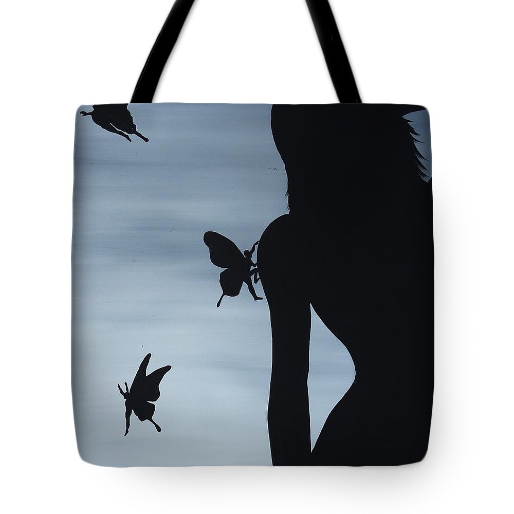 Butterfly Tote Bag featuring the painting Butterfly Men by Edwin Alverio