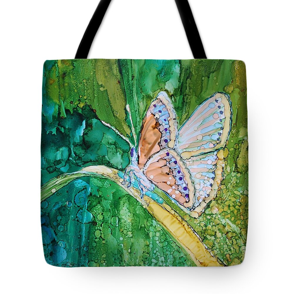Butterfly Tote Bag featuring the painting Butterfly by Ruth Kamenev