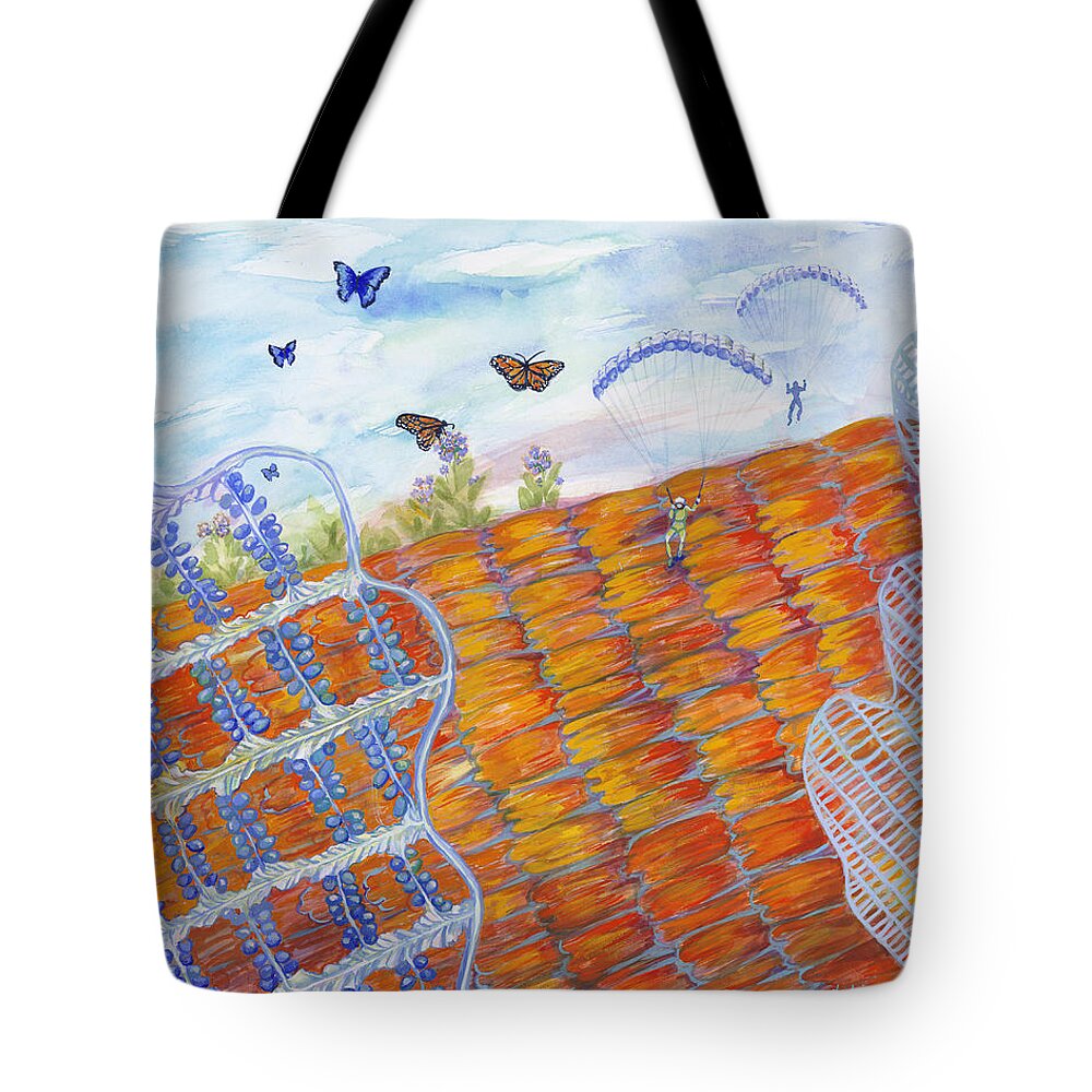 Butterflies Tote Bag featuring the painting Butterfly's Wings by Shoshanah Dubiner