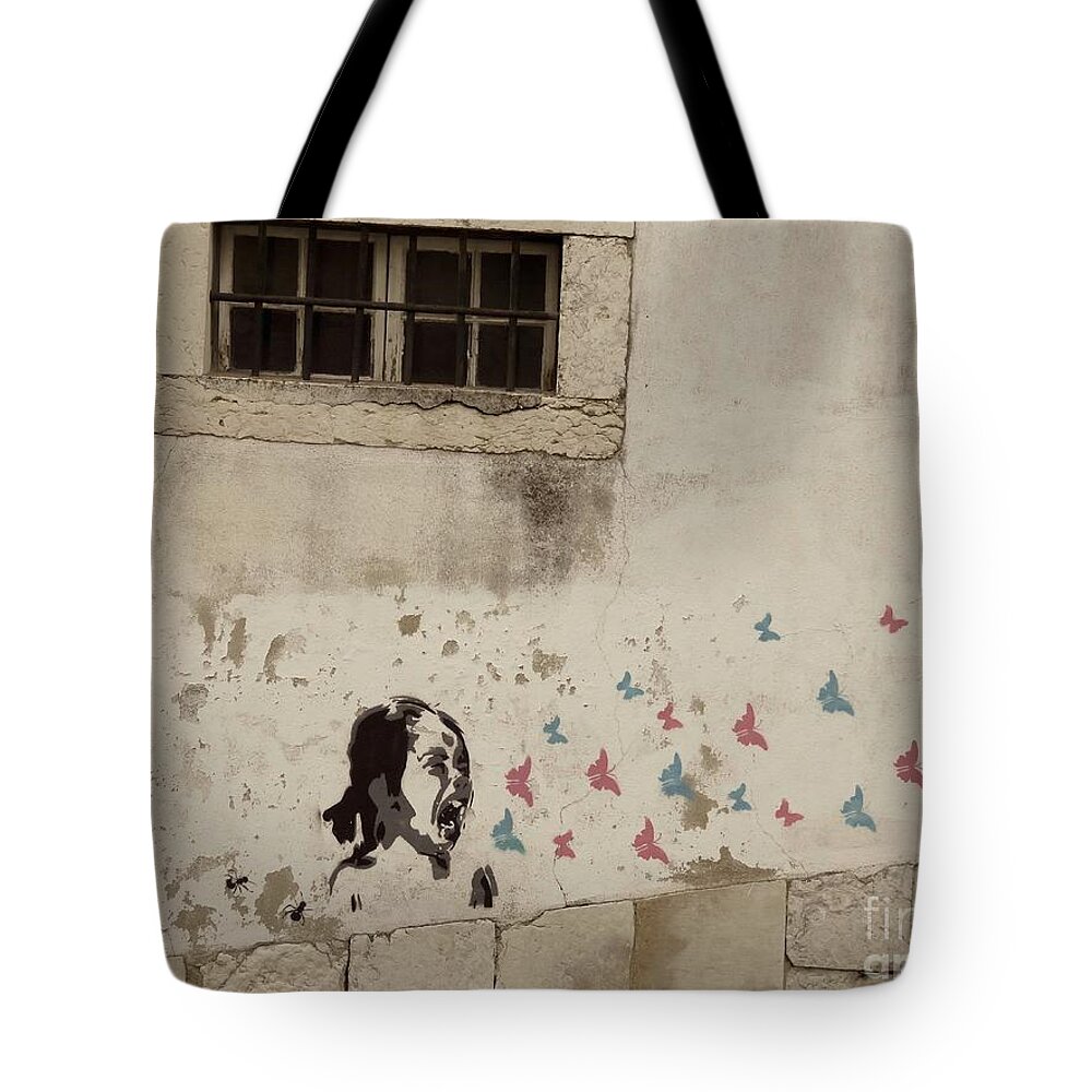 Portugal Tote Bag featuring the photograph Butterfly Words by Diana Rajala
