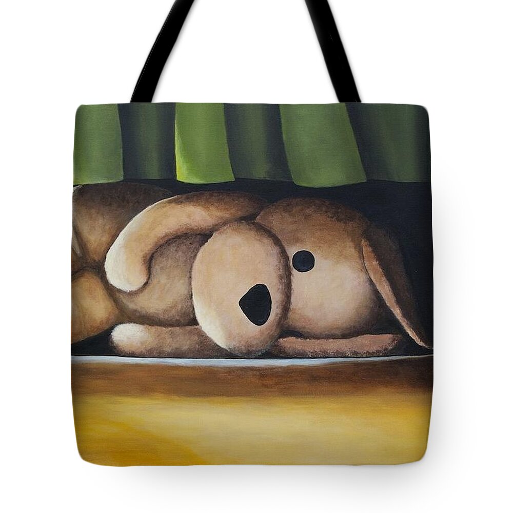 Stuffed Animal Tote Bag featuring the painting Buttons by Donna Tucker