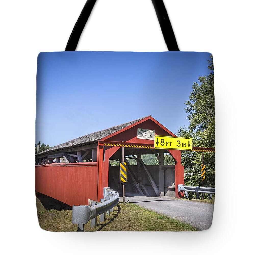 America Tote Bag featuring the photograph Buttonwood/Blockhouse Covered Bridge by Jack R Perry