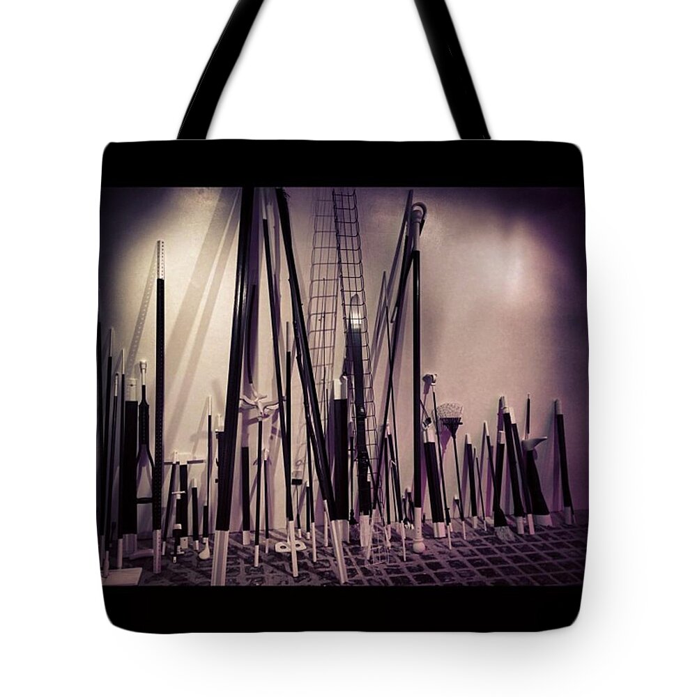 Exhibit Tote Bag featuring the photograph #bw #blackandwhite #art #exhibit #dumbo by Gary Sumner