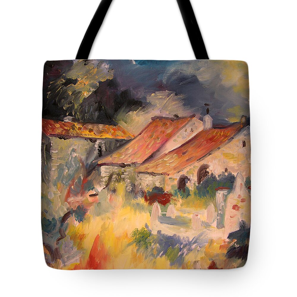 Spain Art Tote Bag featuring the painting By Cati in El Maestrazgo by Miki De Goodaboom