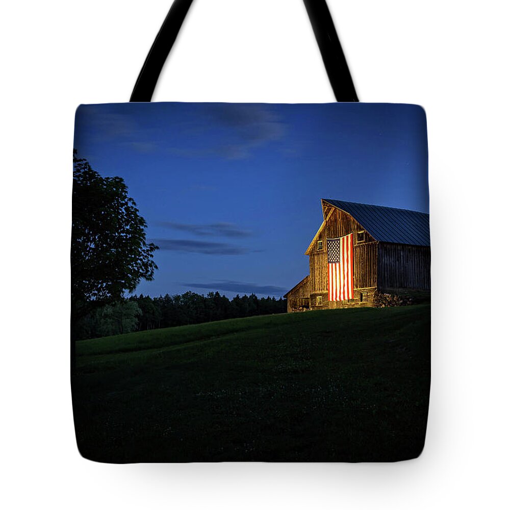 Americam Flag Tote Bag featuring the photograph Old Glory by Dusks Early Light by John Vose