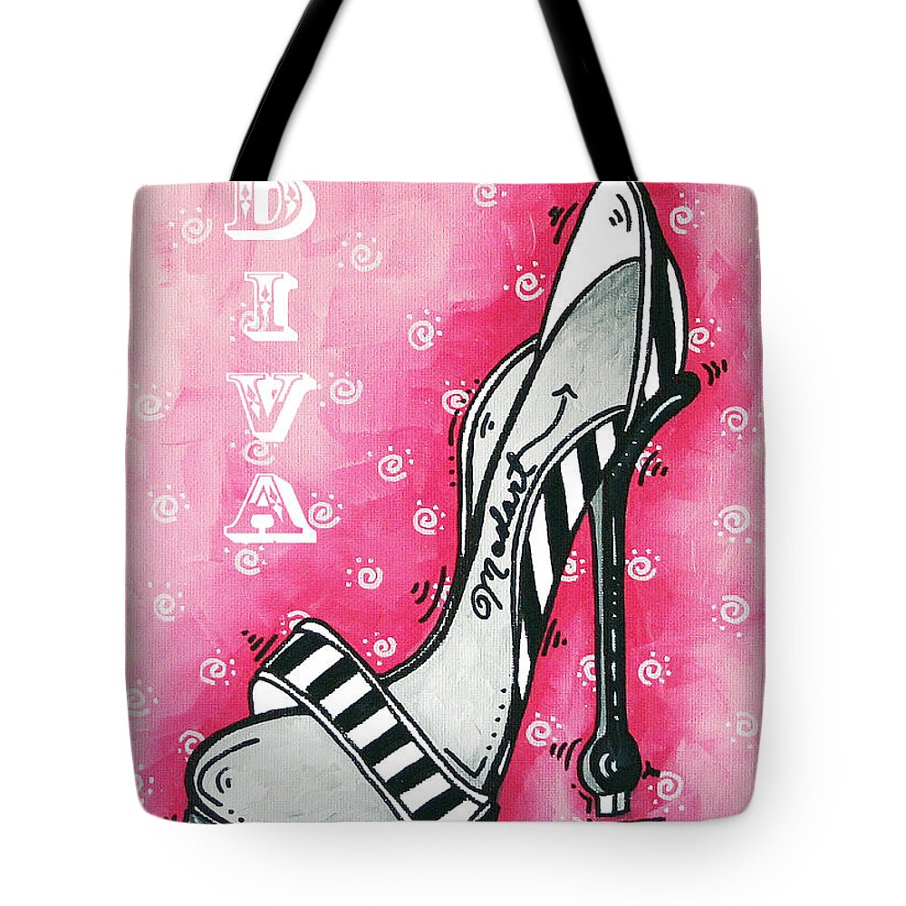 Art Tote Bag featuring the painting By Pink Design by MADART by Megan Aroon