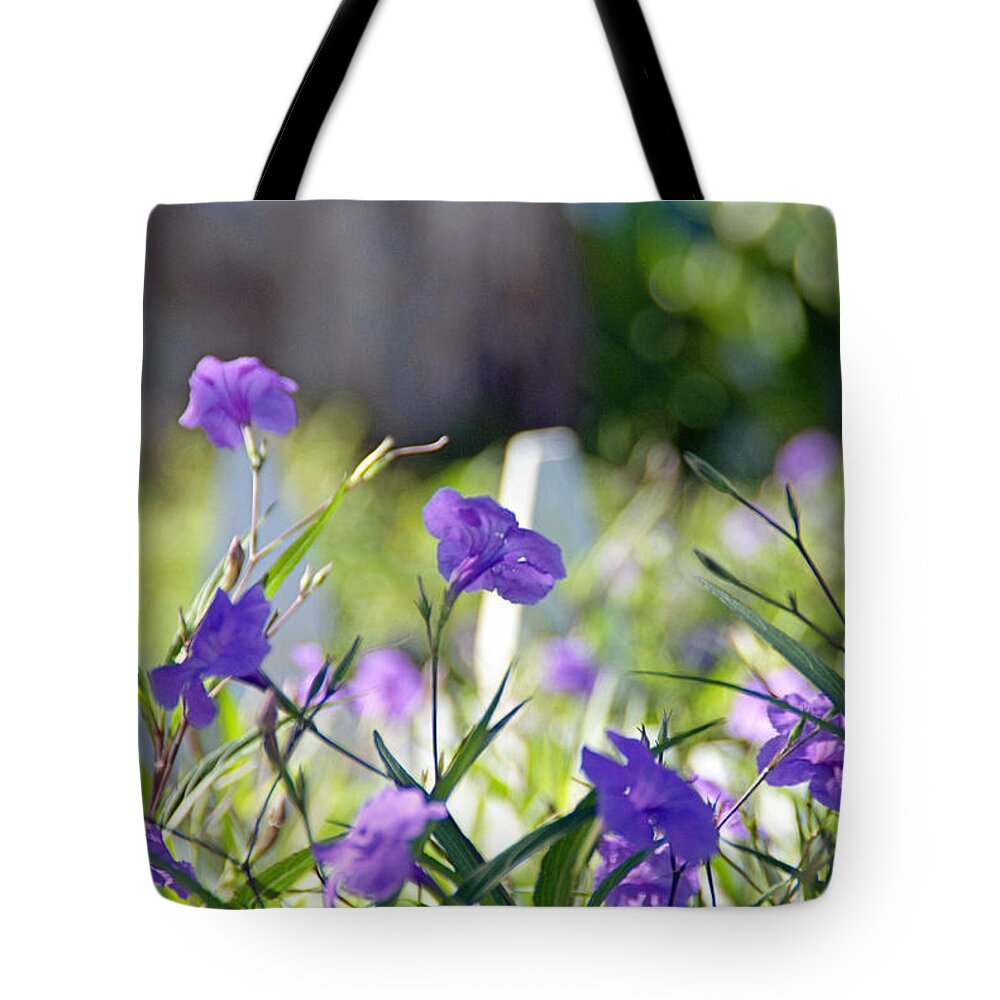 Fence Tote Bag featuring the photograph By The Fence by Judy Salcedo