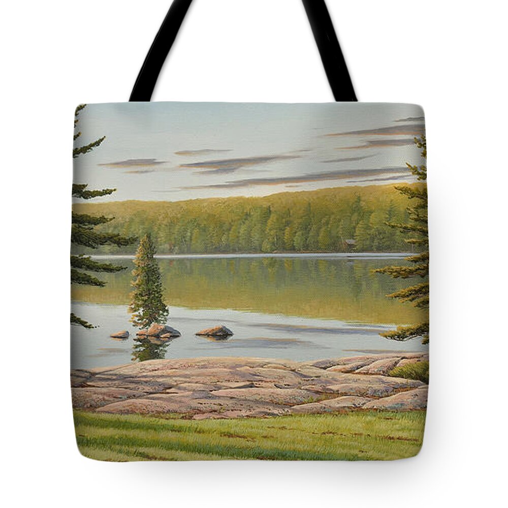 Jake Vandenbrink Tote Bag featuring the painting By The Lakeside by Jake Vandenbrink