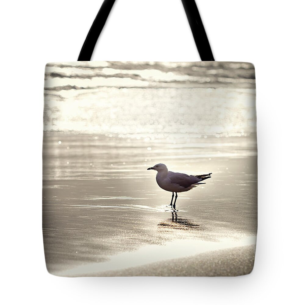 Sea Tote Bag featuring the photograph By the Sparkling Sea by Linda Lees