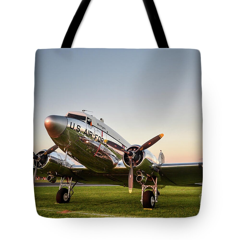 C-47 Tote Bag featuring the photograph C-47 at dusk by Paul Quinn