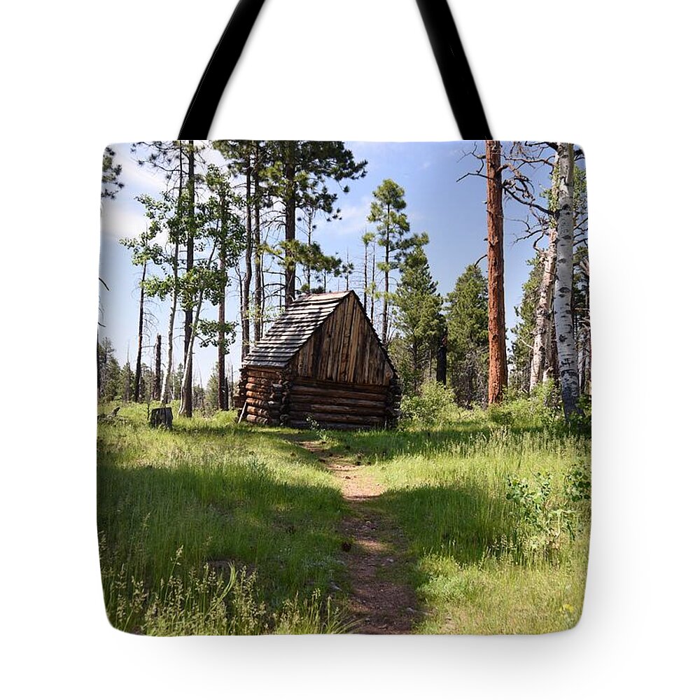 Photograph Tote Bag featuring the photograph Cabin in the Woods by Richard Gehlbach