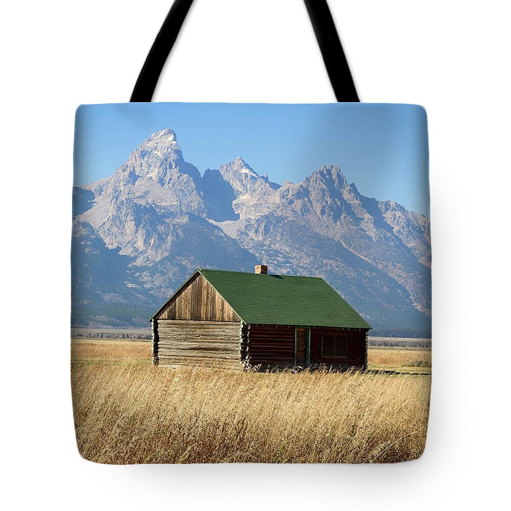Tetons Tote Bag featuring the photograph Cabin with a View by Shirley Mitchell