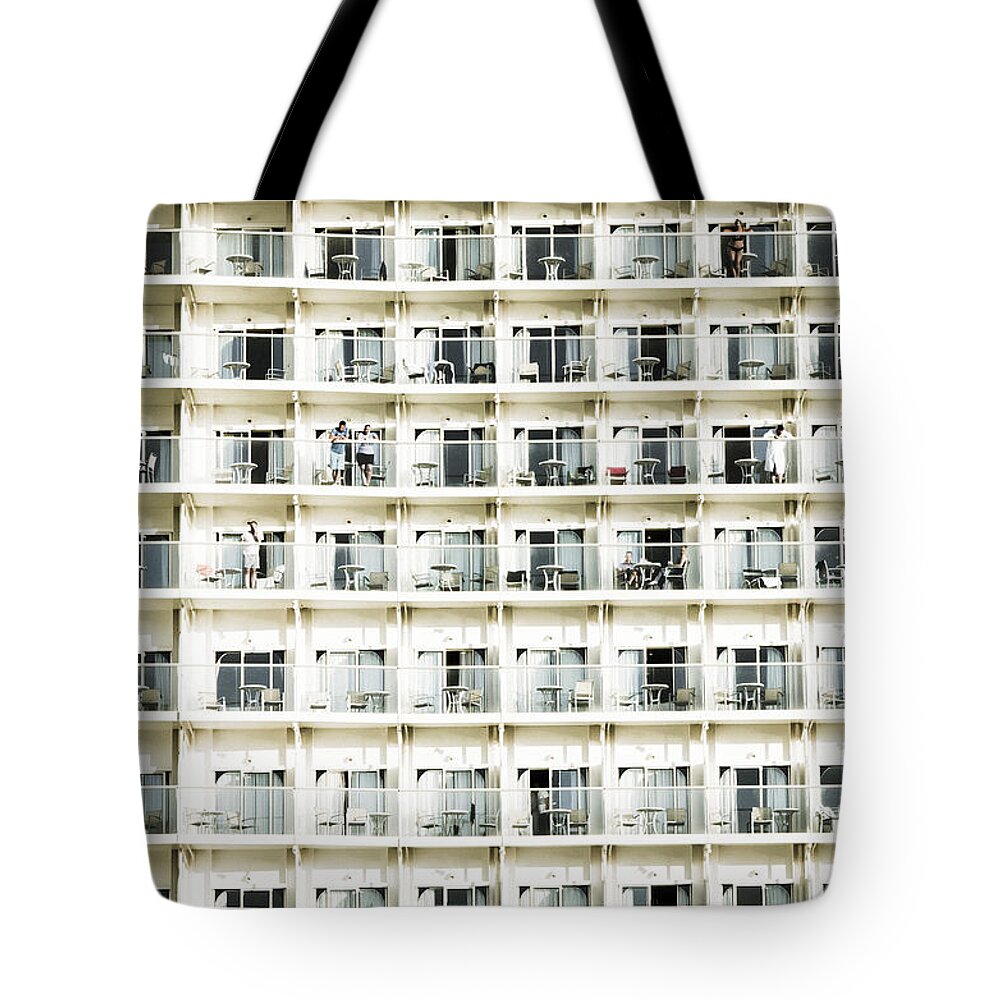 Cruise Tote Bag featuring the digital art Cabins and deck by Perry Van Munster