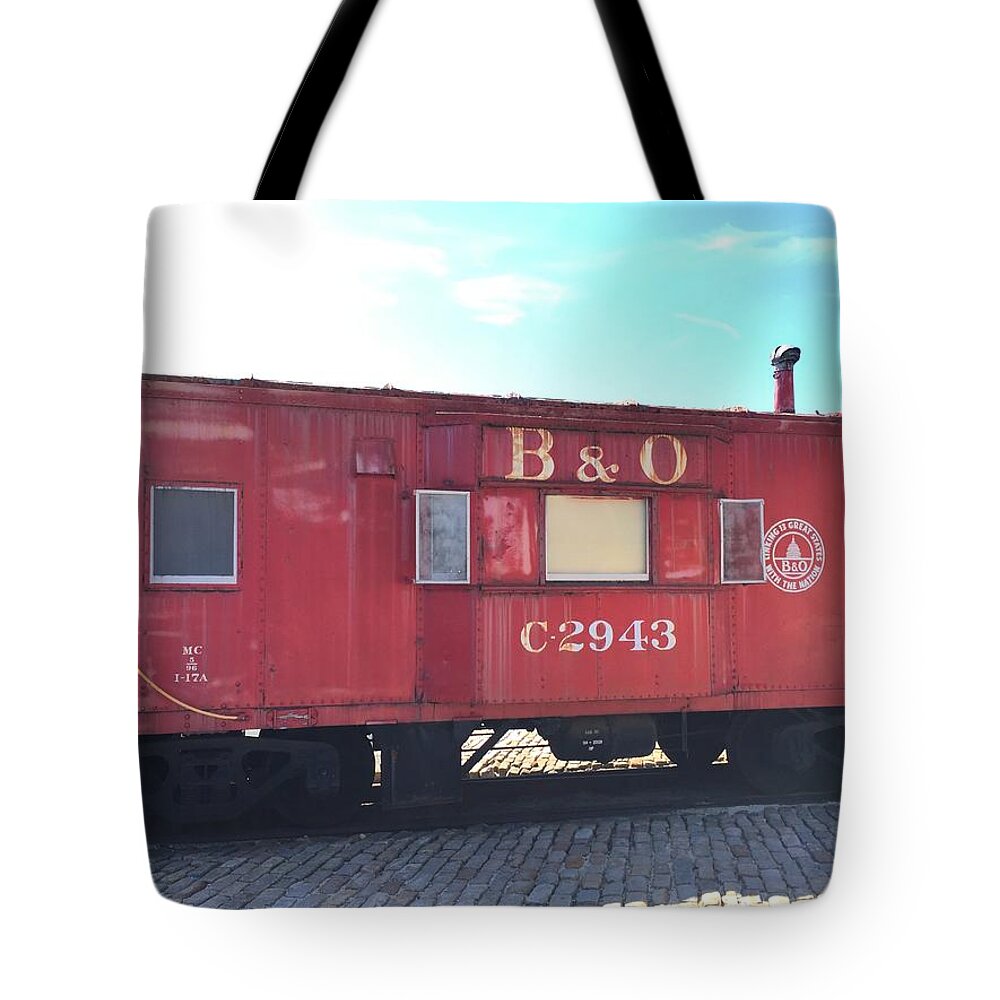 Train Tote Bag featuring the photograph Caboose by Chris Montcalmo
