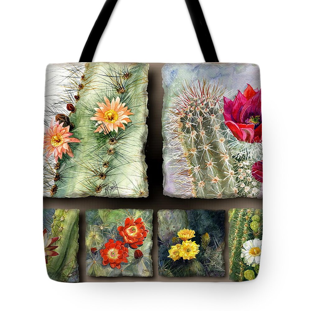 Cactus Tote Bag featuring the painting Cactus Collage 10 by Marilyn Smith