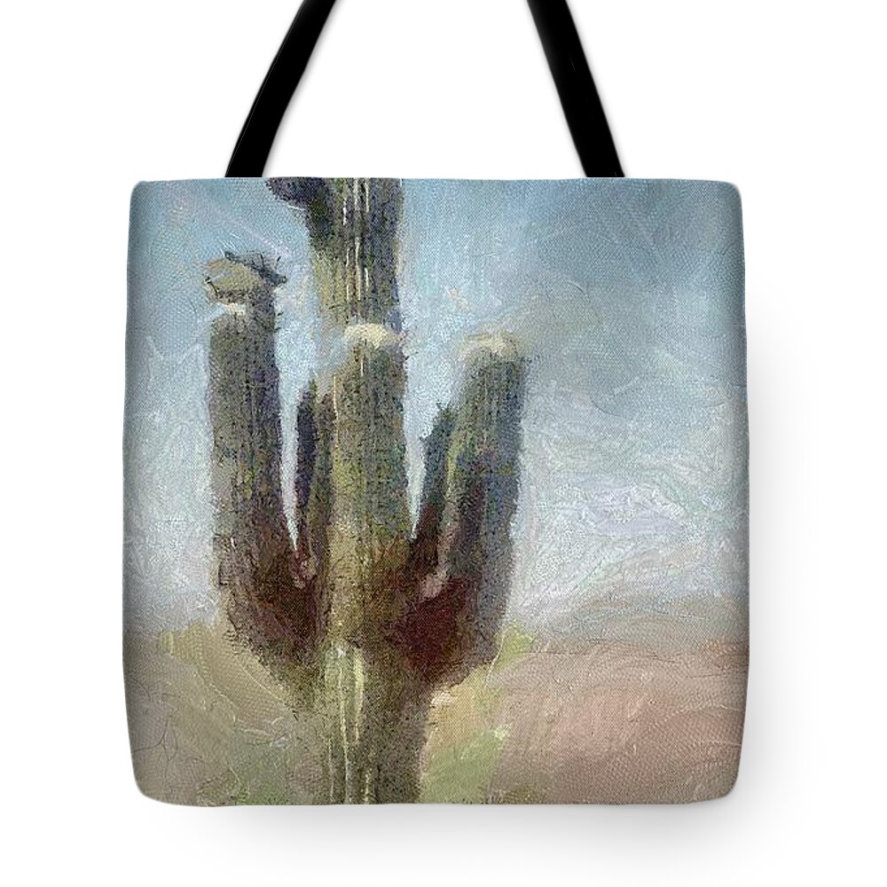 Phoenix Tote Bag featuring the painting Cactus by Jeffrey Kolker