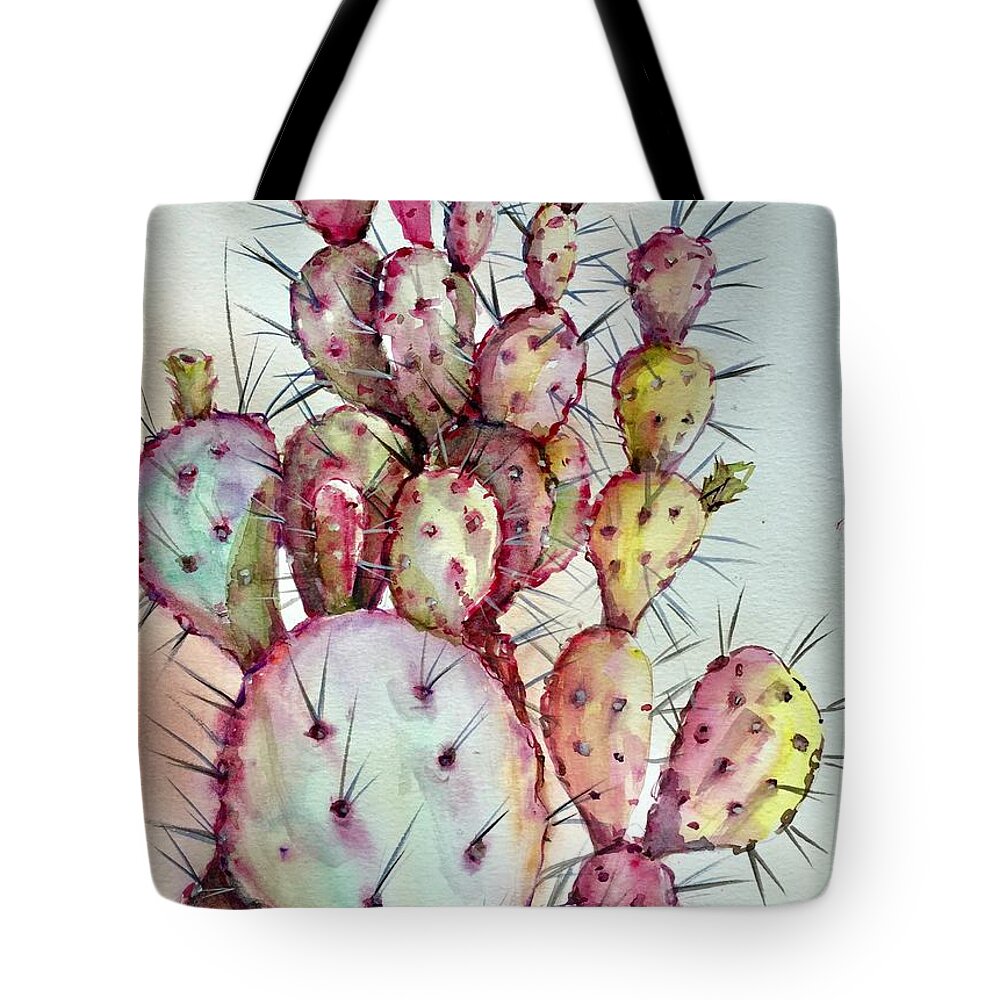 Plant Tote Bag featuring the painting Cactus by Katerina Kovatcheva
