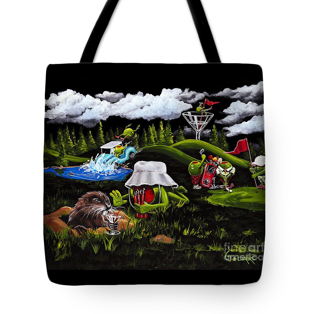 Caddyshack Tote Bag featuring the painting Caddy Shack by Michael Godard