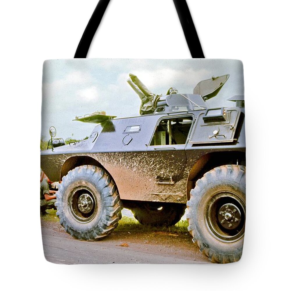 Cadillac Gage Commando Tote Bag featuring the photograph Cadillac Gage Commando by Mariel Mcmeeking