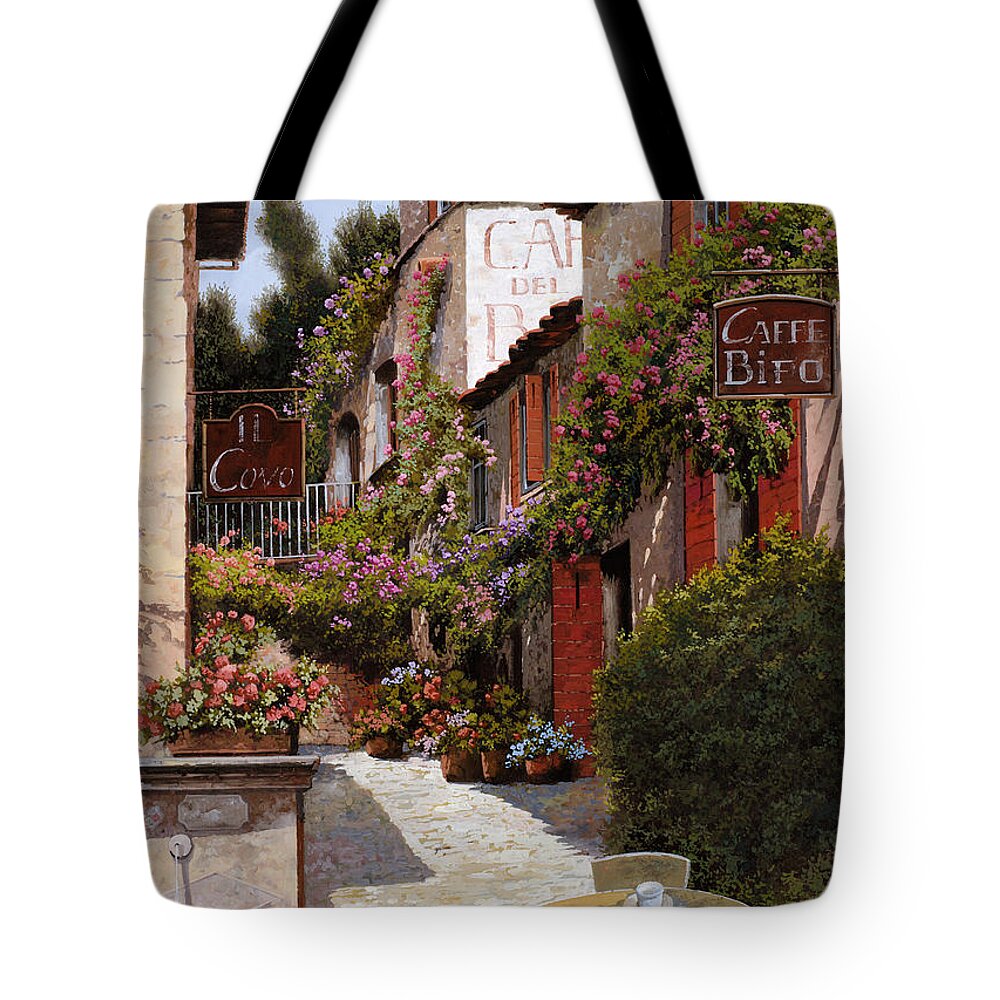Cafe Tote Bag featuring the painting Cafe Bifo by Guido Borelli