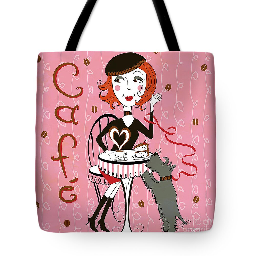 Coffee Tote Bag featuring the digital art Cafe Girl by Shari Warren