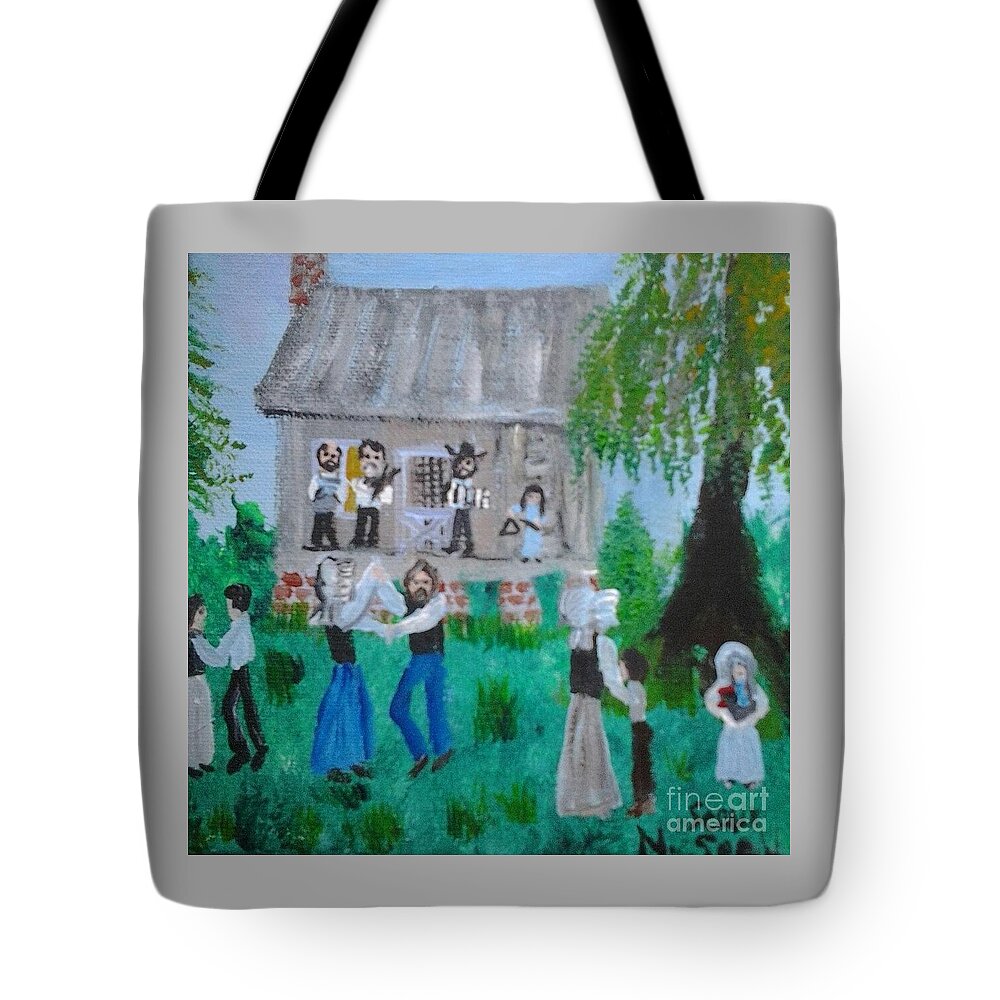 Cajun Tote Bag featuring the painting Cajun House Dance by Seaux-N-Seau Soileau