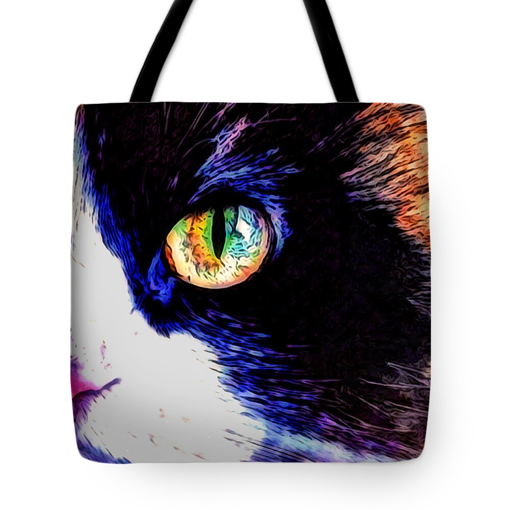 Cat Tote Bag featuring the photograph Calico Cat by Kathy Kelly