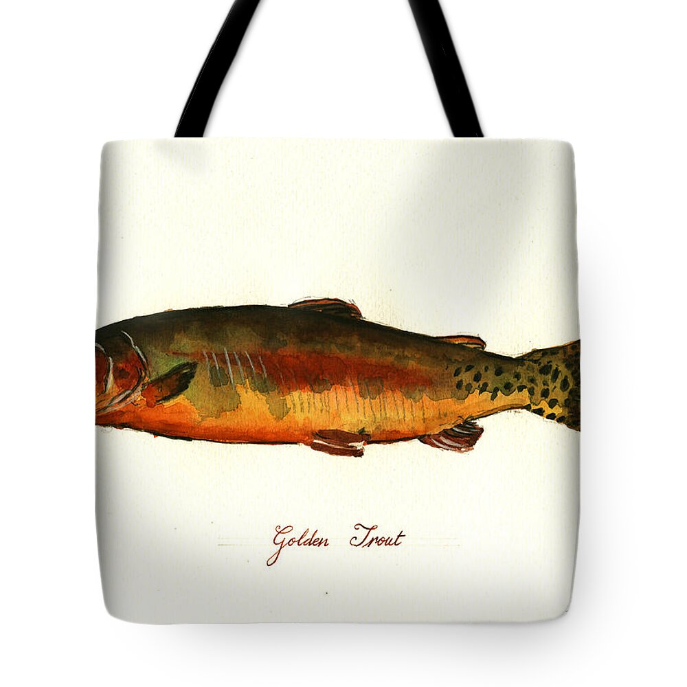 California Golden Trout Tote Bag featuring the painting California golden trout fish by Juan Bosco