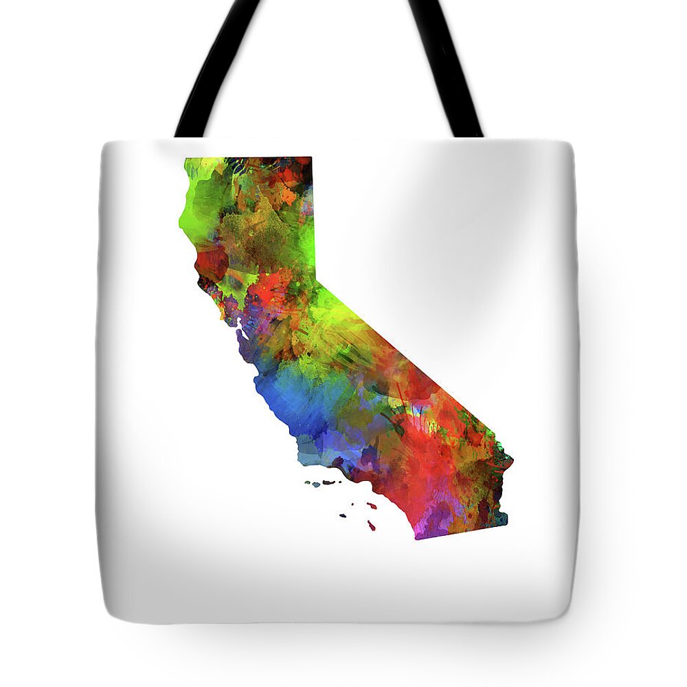 California Tote Bag featuring the digital art California Map Watercolor by Bekim M