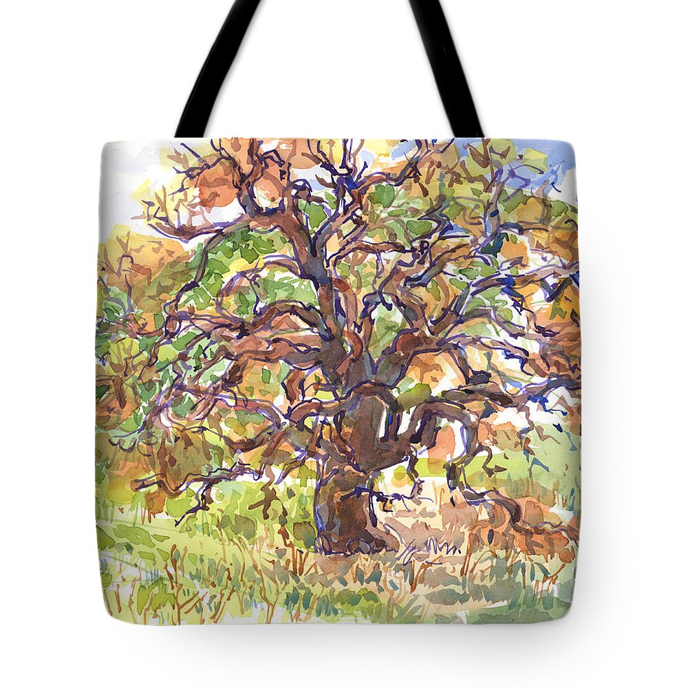 Landscape Tote Bag featuring the painting California Oak in Winter by Judith Kunzle