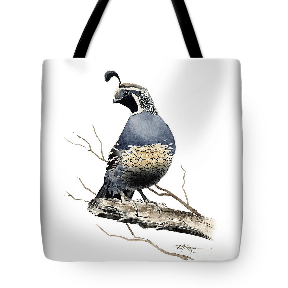Quail Tote Bag featuring the painting California Quail by David Rogers