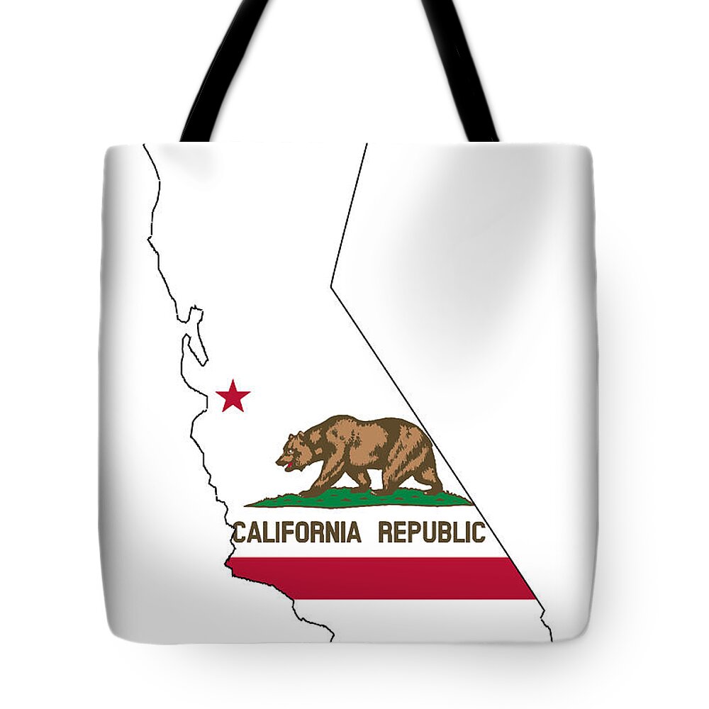 California State Outline Map and Flag Tote Bag