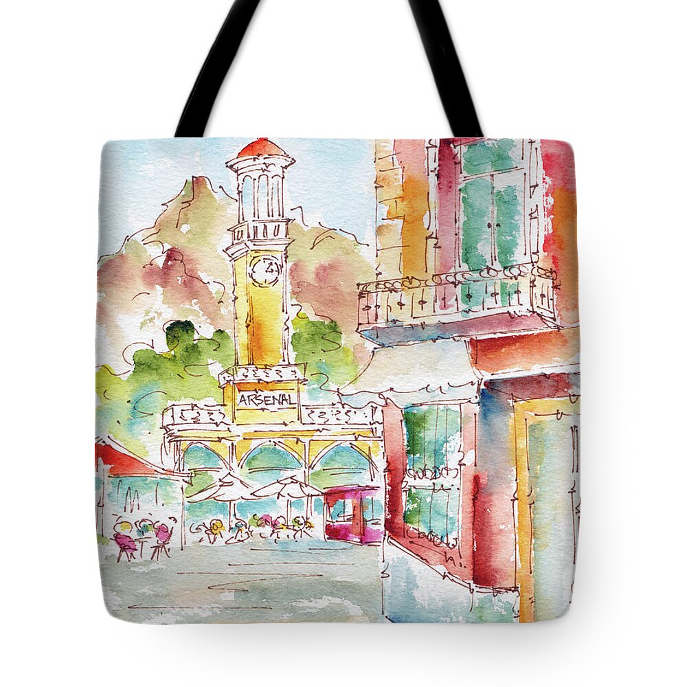 Impressionism Tote Bag featuring the painting Calle Comedias in Cartagena Spain by Pat Katz