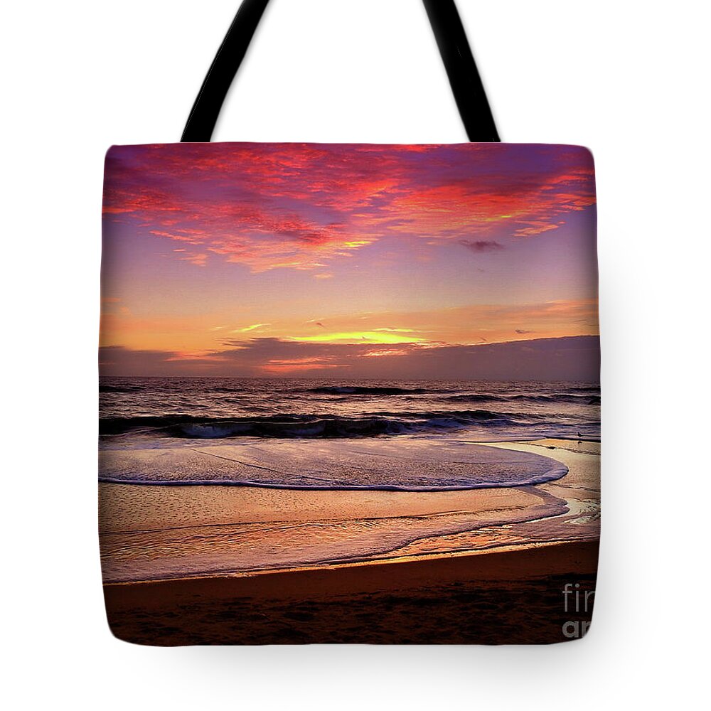 Sunrise-seascape Tote Bag featuring the photograph Calm after the Storm by Scott Cameron
