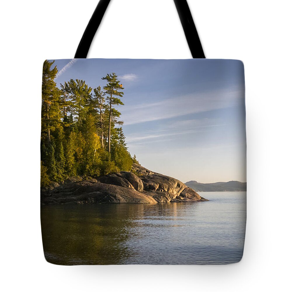 Lake Superior Provincial Park Tote Bag featuring the photograph Calm Seas Film Grain Look by Steve L'Italien