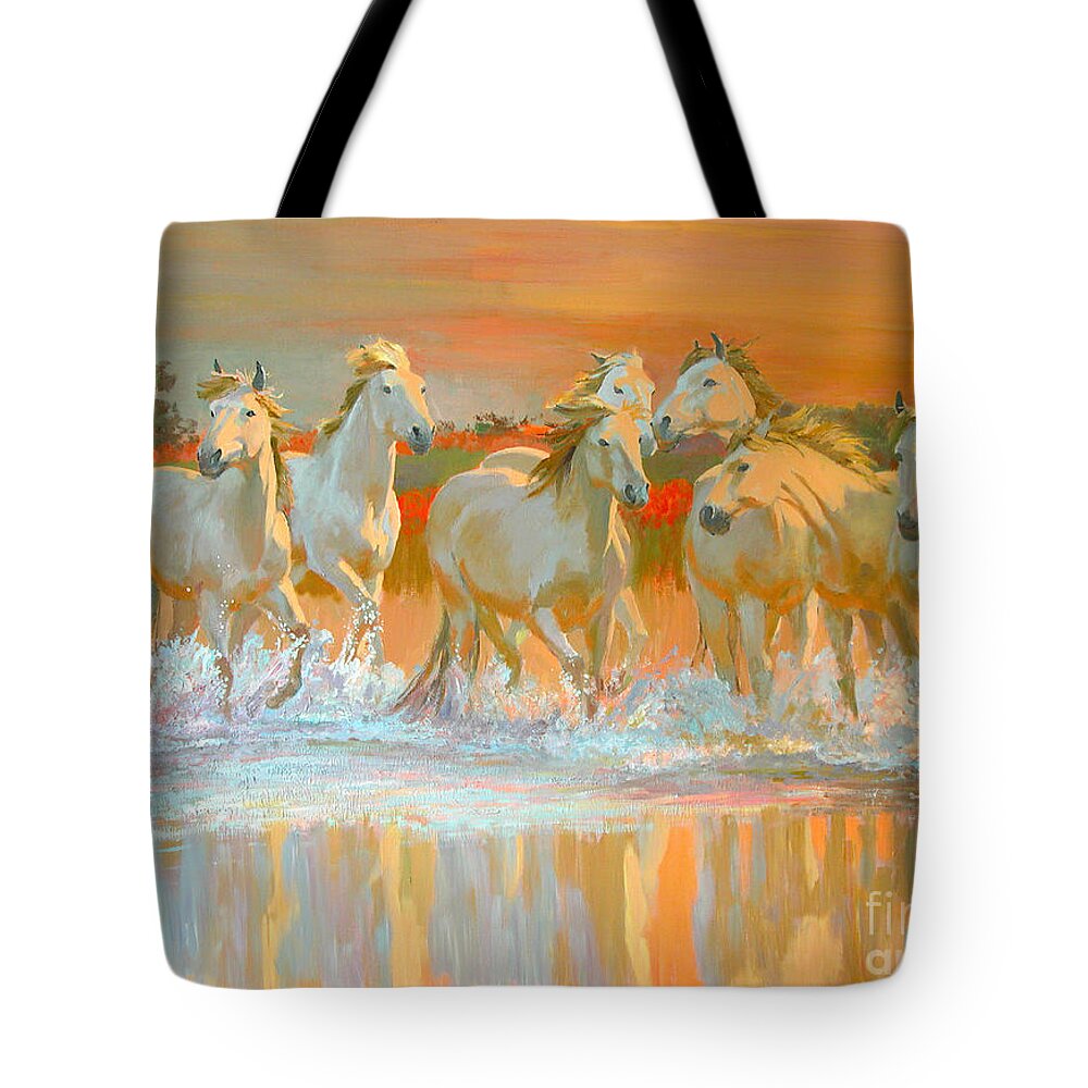 Horse Running Tote Bags