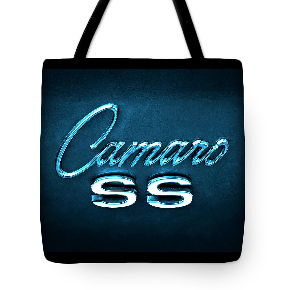 Camaro Tote Bag featuring the photograph Camaro S S Emblem by Mike McGlothlen