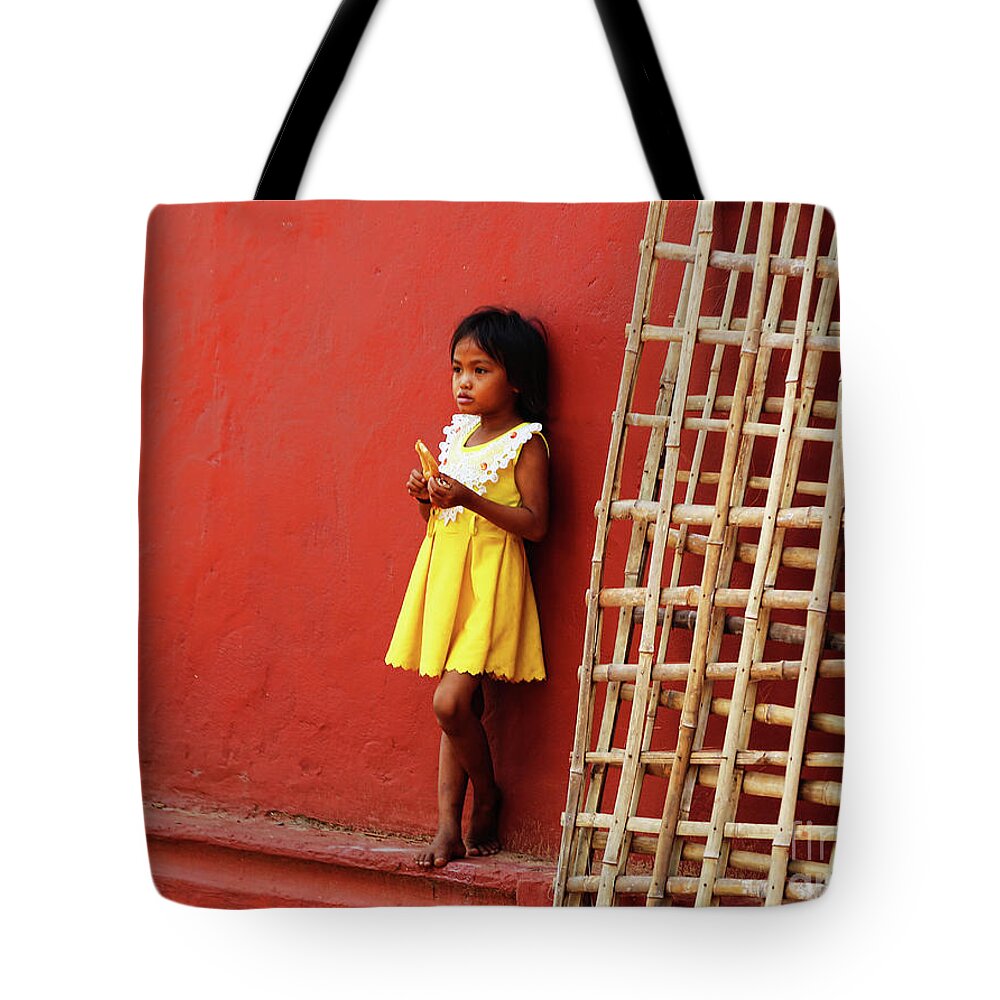 Cambodia Tote Bag featuring the photograph Cambodian girl by Chuck Kuhn