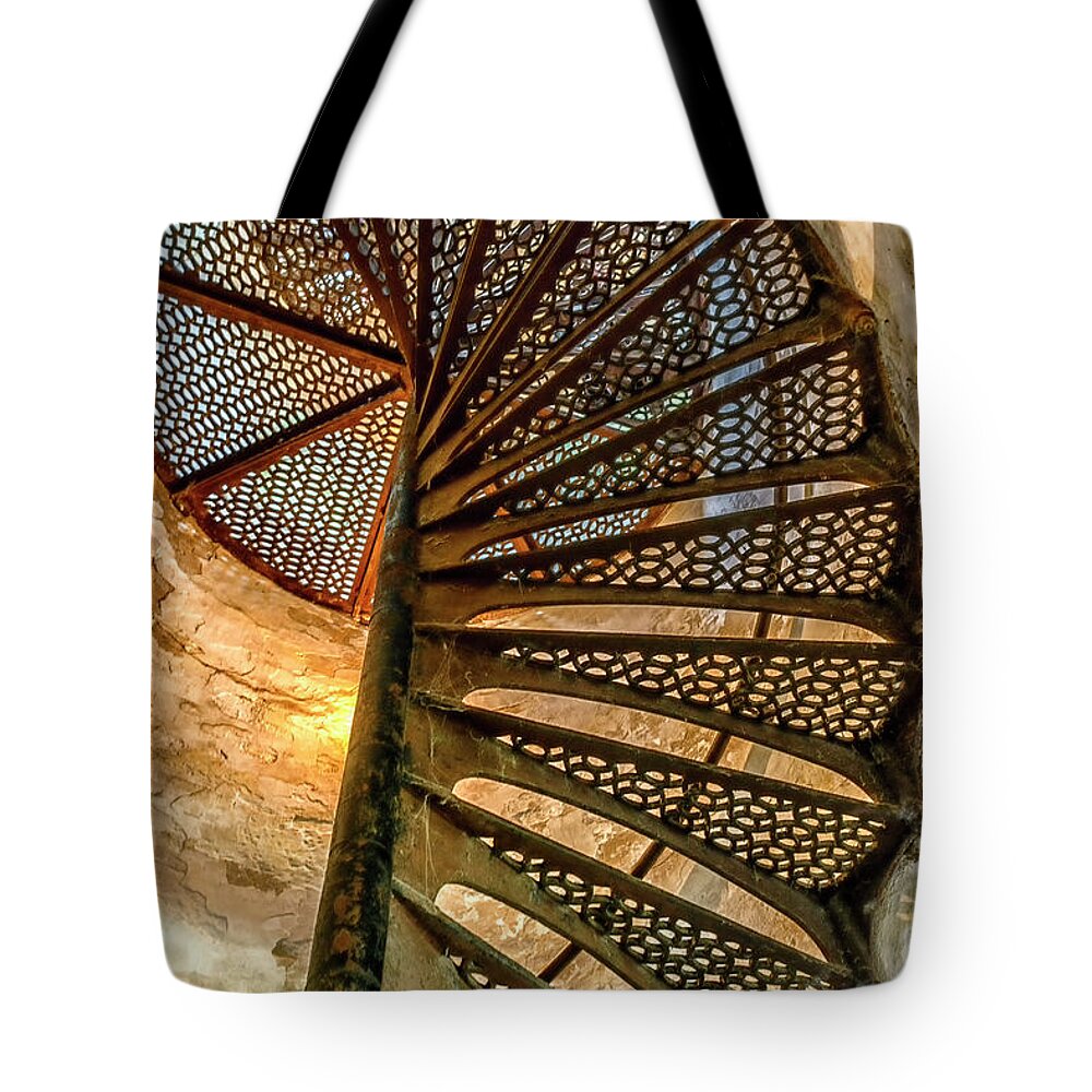 Cast Iron Tote Bag featuring the photograph Cana Island Lighthouse Staircase by Thomas R Fletcher