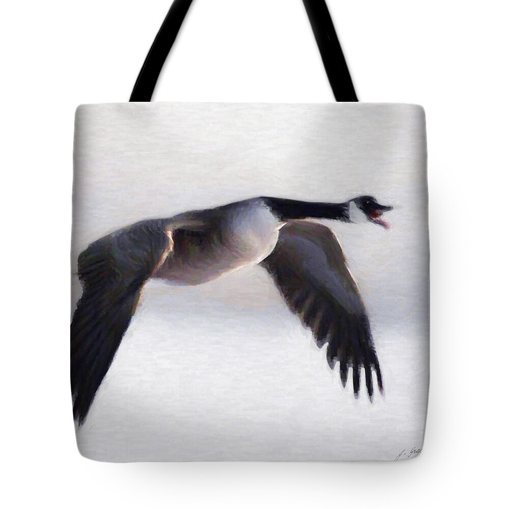 Wildlife Tote Bag featuring the digital art Canada Goose by JGracey Stinson