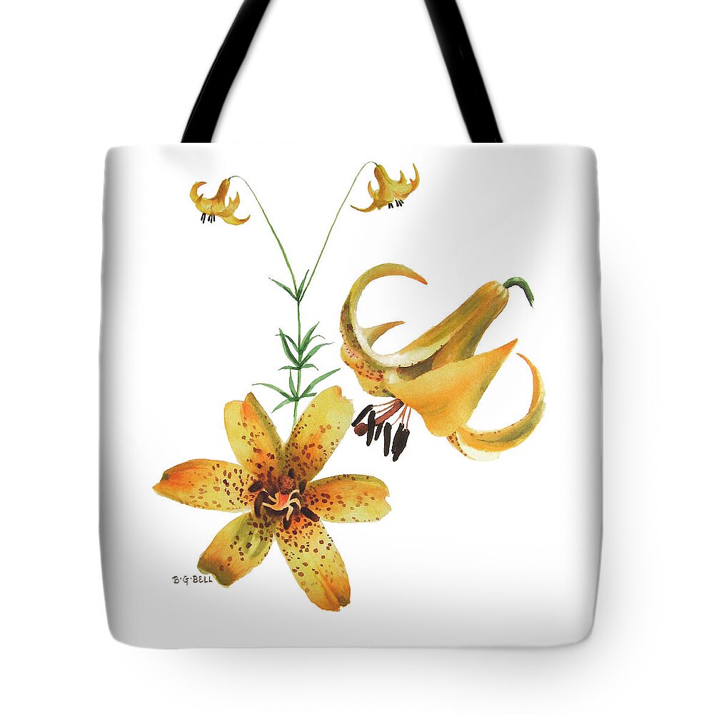 Canada Lily Tote Bag featuring the painting Canada Lily Composition by Betsy Gray