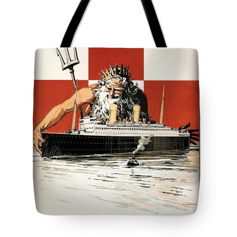 Canadian Pacific Tote Bag featuring the mixed media Canadian Pacific - Duchess Steamships - Poseidon - Retro travel Poster - Vintage Poster by Studio Grafiikka
