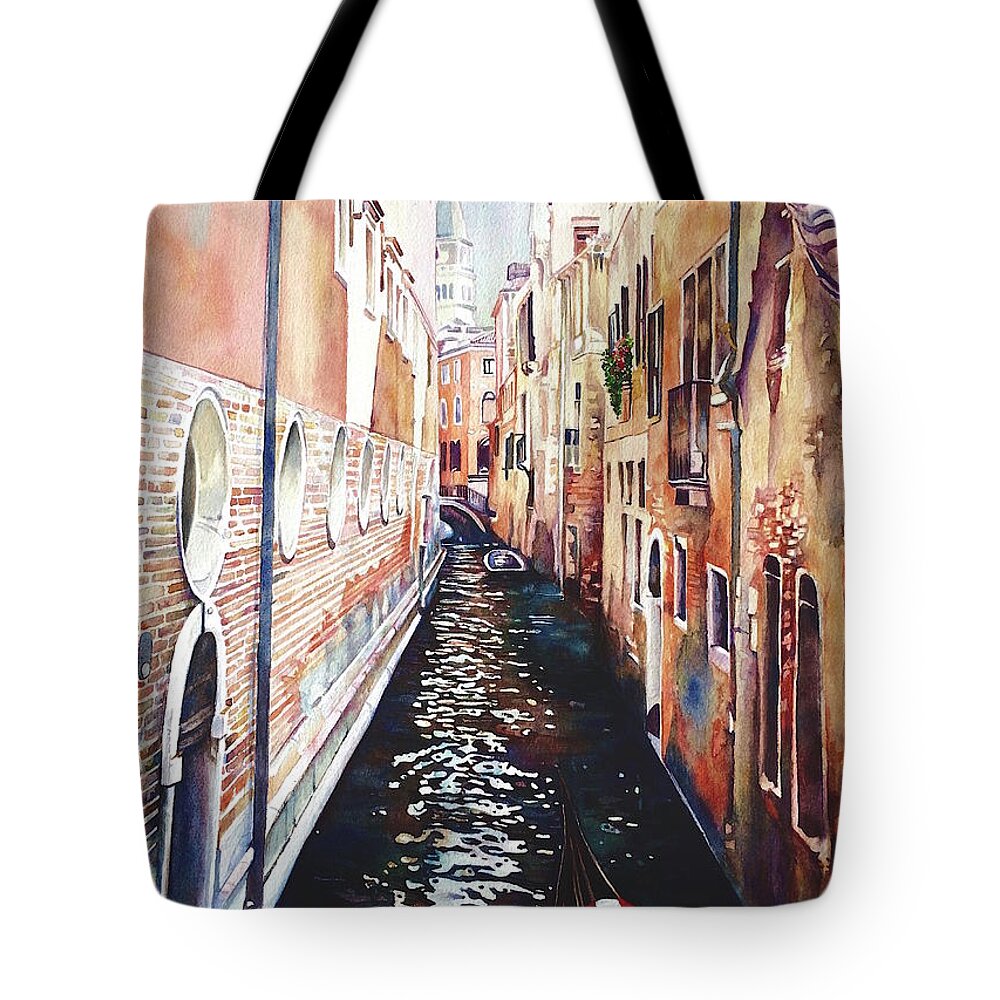 Canals Tote Bag featuring the painting Canals of Venice by Francoise Chauray