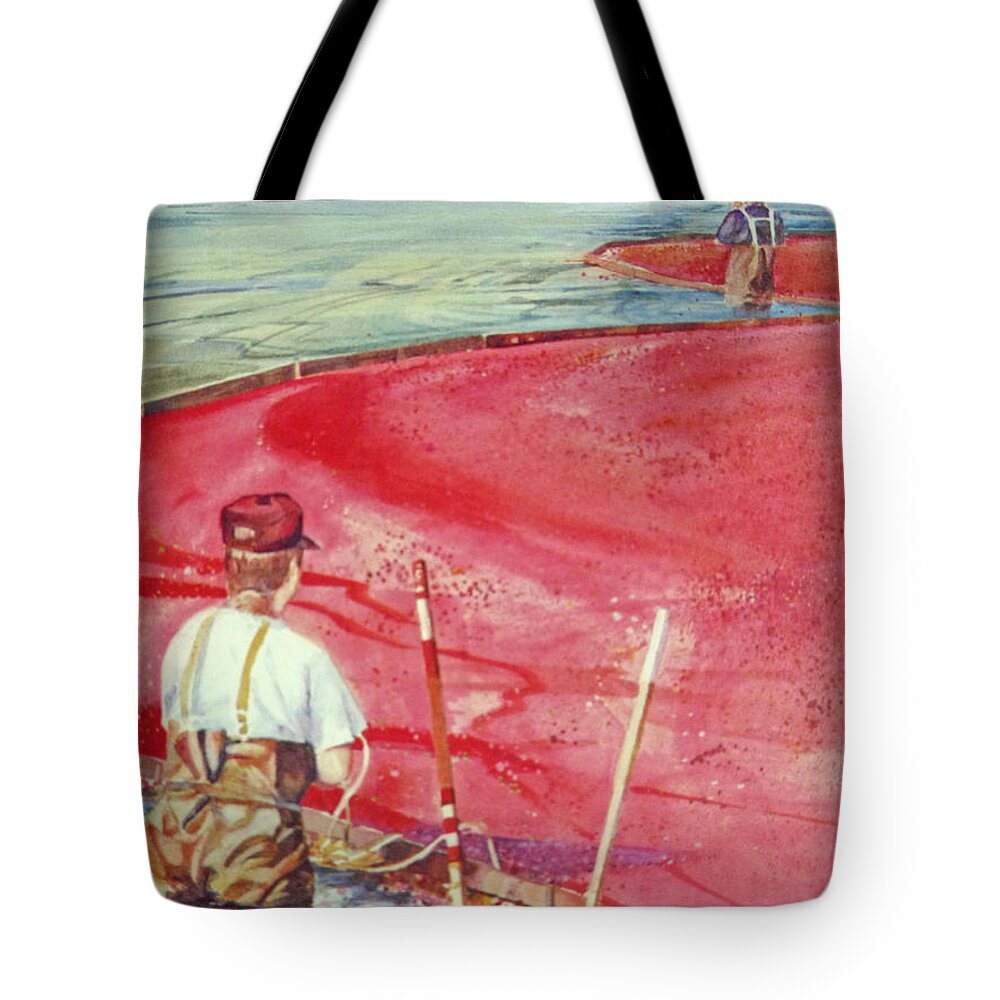 Cranberries Tote Bag featuring the painting Canberry Harvest by P Anthony Visco