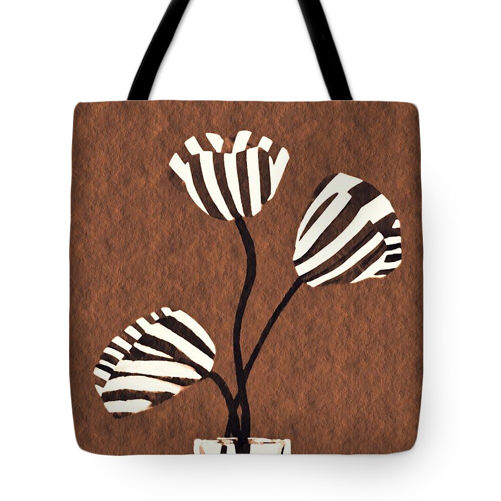 Tulip Tote Bag featuring the mixed media Candy Stripe Tulips 3 by Sarah Loft